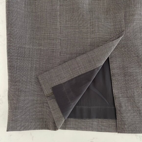 Classiques Entier Lined 100% Virgin Wool Check Print Pencil Skirt Grey+Tan Sz 8 - Picture 5 of 8